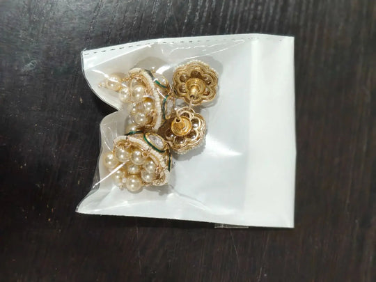 Kundan Brass Earrings with Traditional Rajasthani Florals
