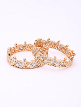 Polki Studded Paisley Brass Openable Bangles (Pair)