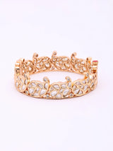 Polki Studded Paisley Brass Openable Bangles (Pair)