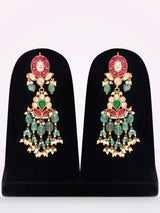 Peacock Polki Brass Choker and Earrings Set in Maroon