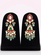Peacock Polki Brass Choker and Earrings Set in Maroon