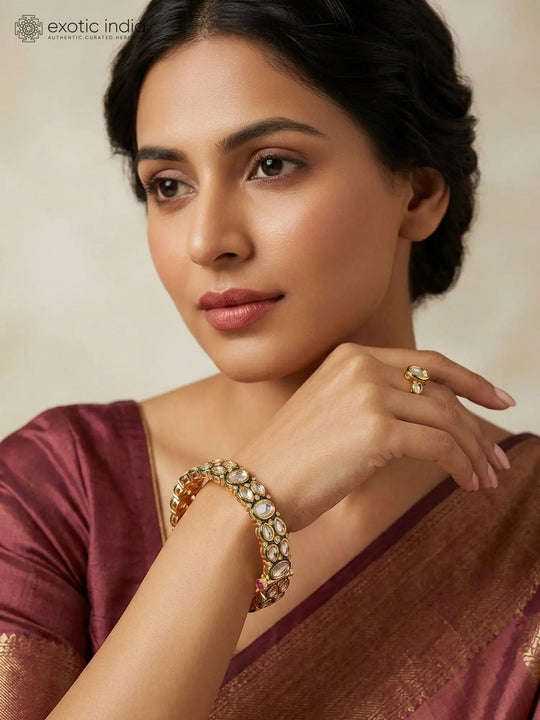 Openable Polki Bridal Brass Bangles Pair