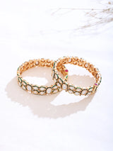 Openable Polki Bridal Brass Bangles Pair