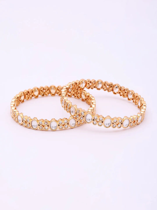 Oval Polki Stone Studded Brass Bangles