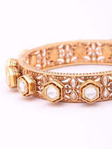 Geometric Polki Stone Brass Openable Bangles