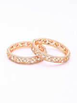 Teardrop Polki Stone Studded Openable Brass Bangles