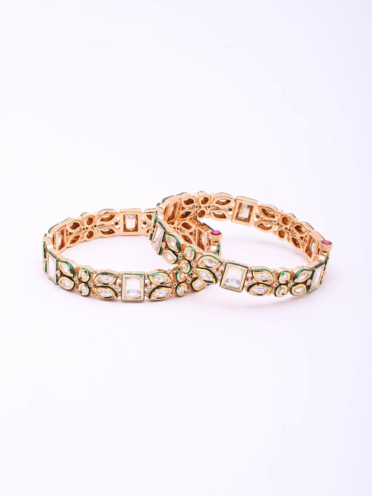 Kundan Stone Studded Openable Brass Bangles