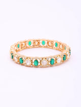 Kundan Stone Studded Openable Brass Bangles in Green and Pink