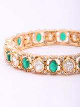 Kundan Stone Studded Openable Brass Bangles in Green and Pink