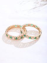 Kundan Stone Studded Openable Brass Bangles in Green and Pink