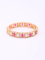 Kundan Stone Studded Openable Brass Bangles in Green and Pink