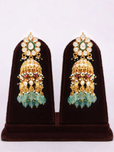 Polki Studded Brass Choker, Earrings and Maang Tikka Set