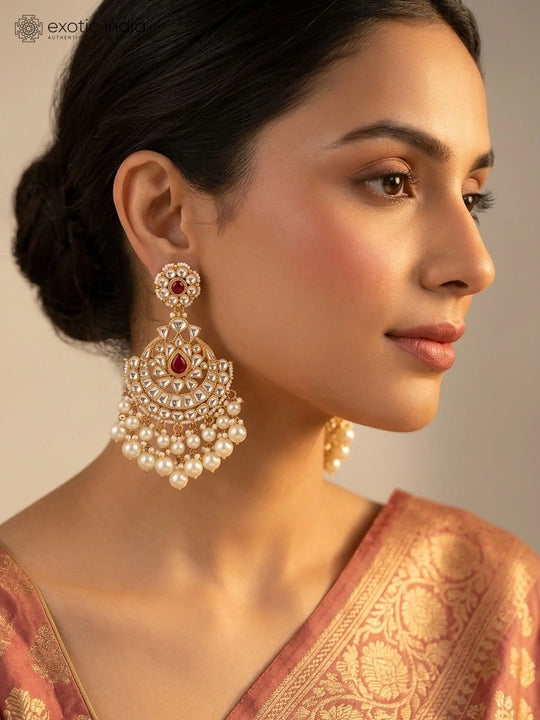 Kundan Chandelier Earrings with Cascading Pearl Drops