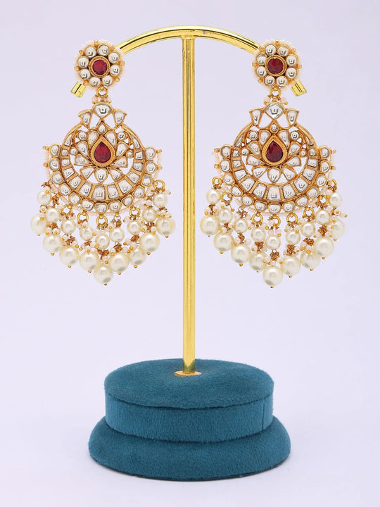 Kundan Chandelier Earrings with Cascading Pearl Drops