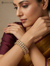 Polki Stone Studded Openable Brass Bangles