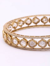 Polki Stone Studded Openable Brass Bangles