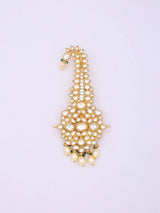 Kundan Kalgi with Pearl Drops and Green Beaded Accents