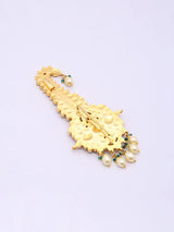 Kundan Kalgi with Pearl Drops and Green Beaded Accents