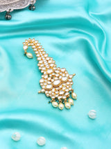 Kundan Kalgi with Pearl Drops and Green Beaded Accents