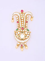 Teardrop Kundan Kalgi Brooch in Brass