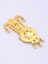 Teardrop Kundan Kalgi Brooch in Brass