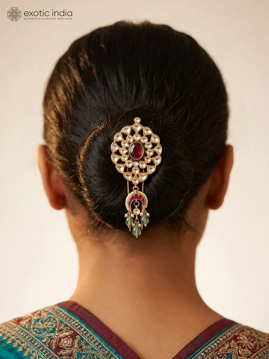 Floral Kundan Brass Maang Tikka