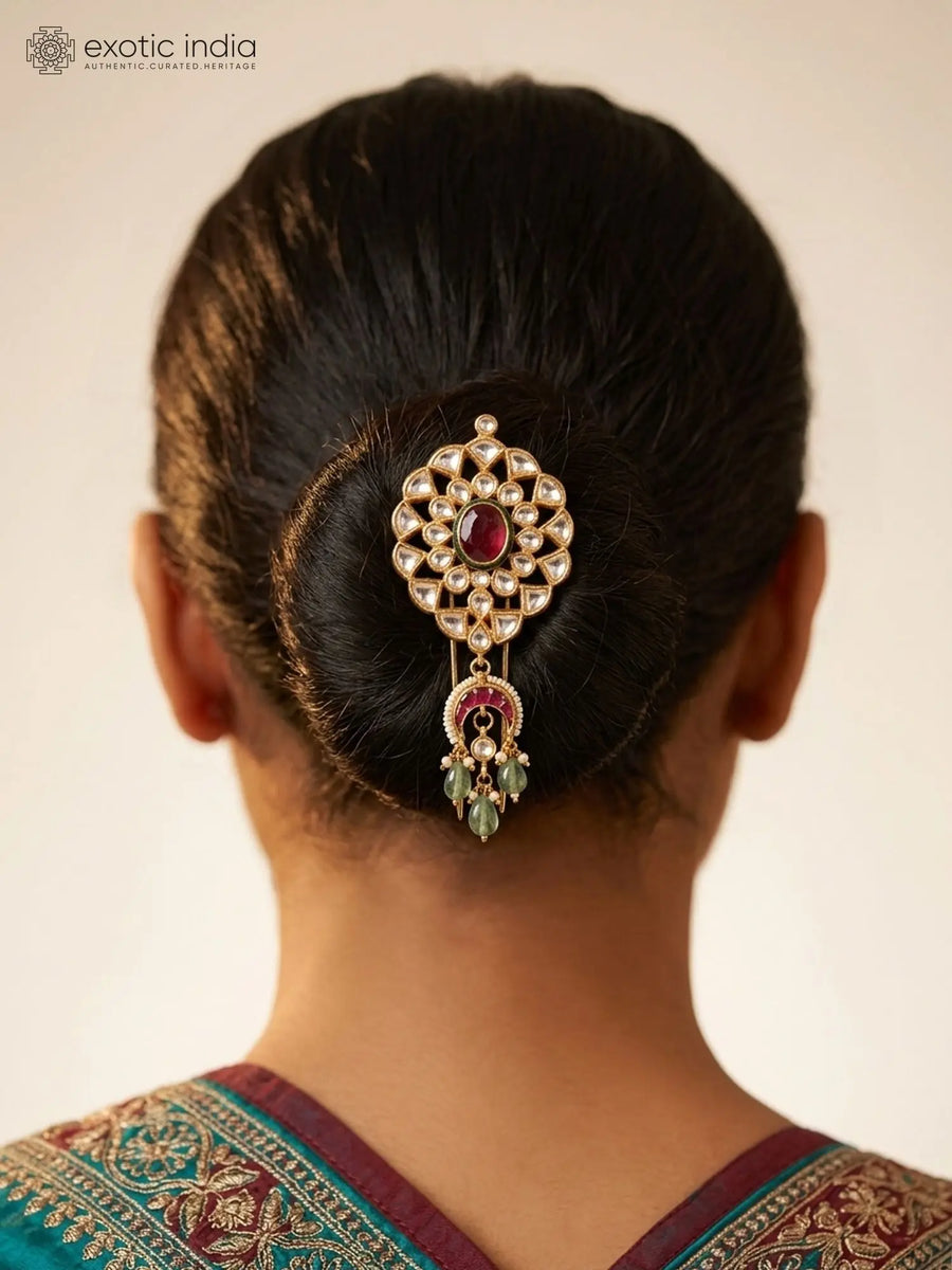 Floral Kundan Brass Maang Tikka