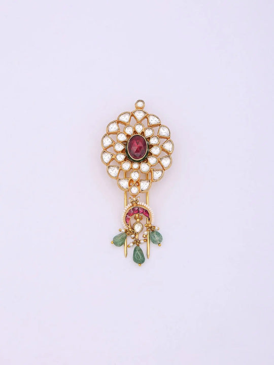 Floral Kundan Brass Maang Tikka