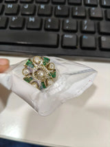 Pink Kundan Brass Ring