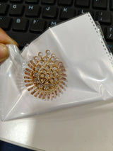 Kundan Brass Ring with Meenakari Style Floral Setting