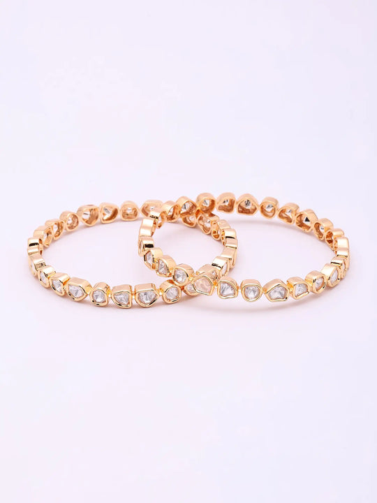 Polki Stone Studded Brass Bangles Pair