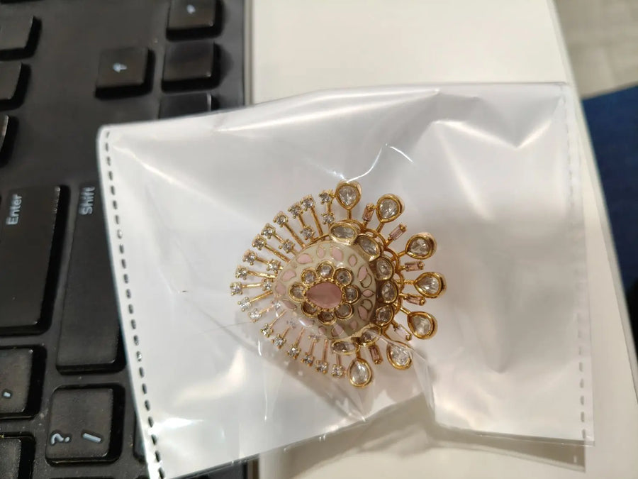 Kundan Brass Ring with Meenakari Finish