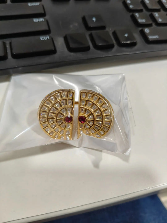 Kundan Brass Ring with Meenakari Inspired Detailing