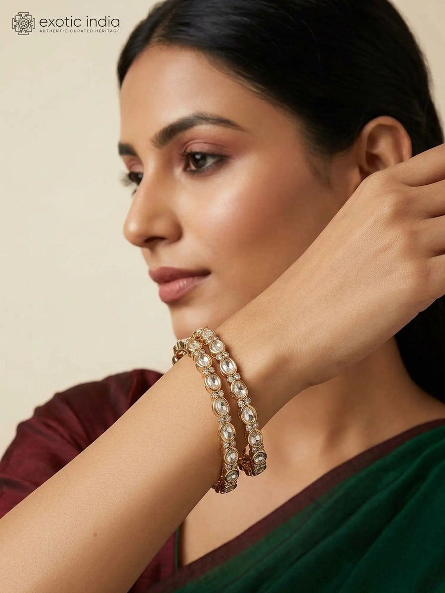 Uncut Polki Stone Studded Brass Bangles