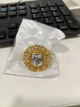 Kundan Brass Ring with Polished Meenakari Finish