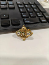 Kundan Brass Ring with Traditional Floral Motif