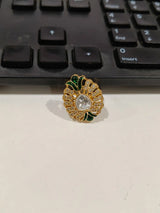 Kundan Brass Ring with Meenakari Inspired Detailing