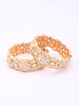 Floral Polki Stone Studded Openable Brass Bangles