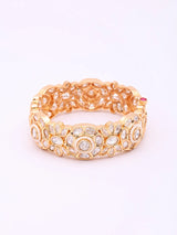 Floral Polki Stone Studded Openable Brass Bangles