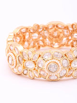 Floral Polki Stone Studded Openable Brass Bangles