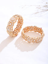 Floral Polki Stone Studded Openable Brass Bangles