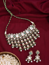 Moissanite Studded Sterling Silver Bridal Necklace Set