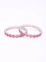 Pink Stone and American Diamond Brass Bangles