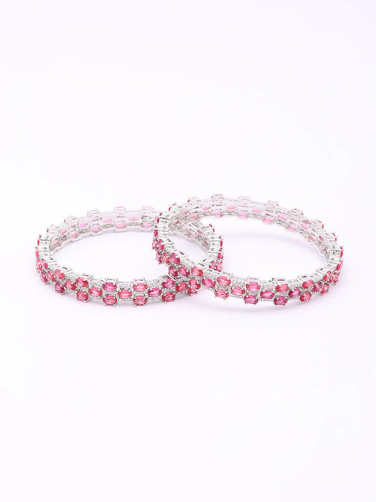 Pink Stone and American Diamond Brass Bangles