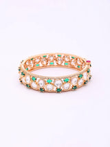 Polki Stone Studded Green and White Openable Bangles