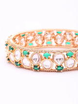 Polki Stone Studded Green and White Openable Bangles