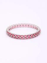 Pink and Rose Crystal Studded Brass Bangles