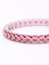 Pink and Rose Crystal Studded Brass Bangles