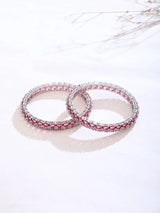 Pink and Rose Crystal Studded Brass Bangles