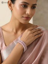 Pink and Rose Crystal Studded Brass Bangles